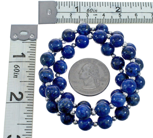 Sterling Silver Lapis Bead Necklace KX121312
