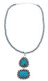Turquoise Sterling Silver Old Pawn Navajo Bead Necklace KX121319