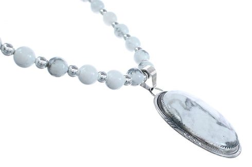 Sterling Silver Navajo Howlite Bead Necklace KX121302