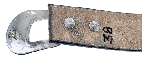 Native American Navajo Sterling Silver Leather Belt KX121329