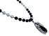 Sterling Silver Navajo Leaf Onyx Bead Necklace KX121297