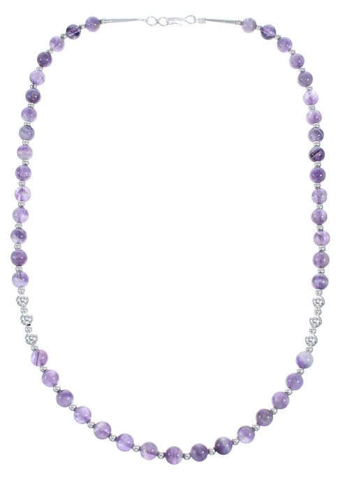 Sterling Silver And Amethyst Bead Necklace JX121645