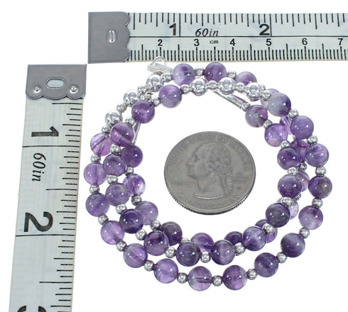 Sterling Silver And Amethyst Bead Necklace JX121645