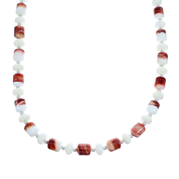 Southwest Sterling Silver Mother of Pearl Oyster Shell Bead Necklace JX121462