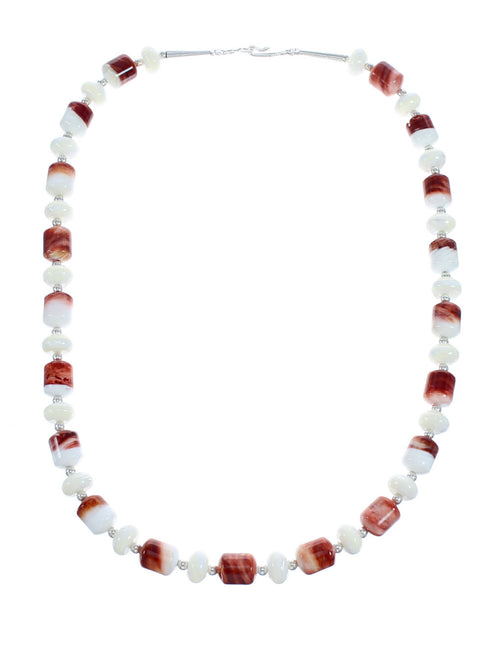 Southwest Sterling Silver Mother of Pearl Oyster Shell Bead Necklace JX121462