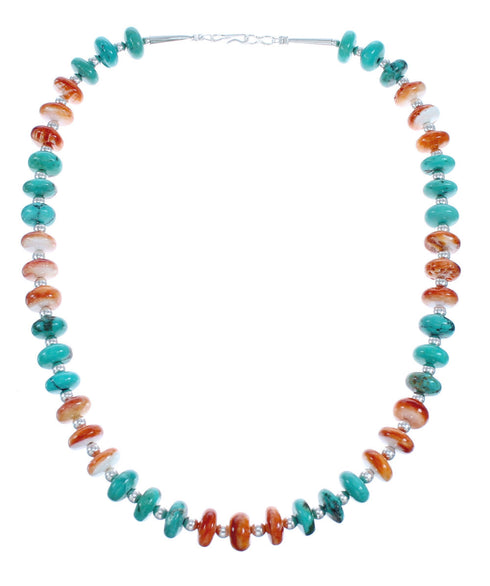 Oyster Shell Turquoise Sterling Silver Bead Necklace JX121480