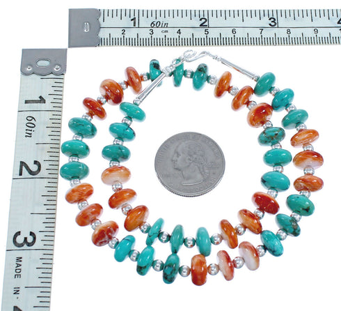 Oyster Shell Turquoise Sterling Silver Bead Necklace JX121480