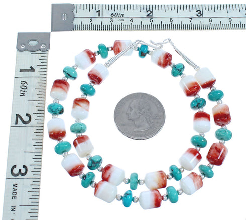 Southwest Turquoise Sterling Silver Oyster Shell Bead Necklace JX121465