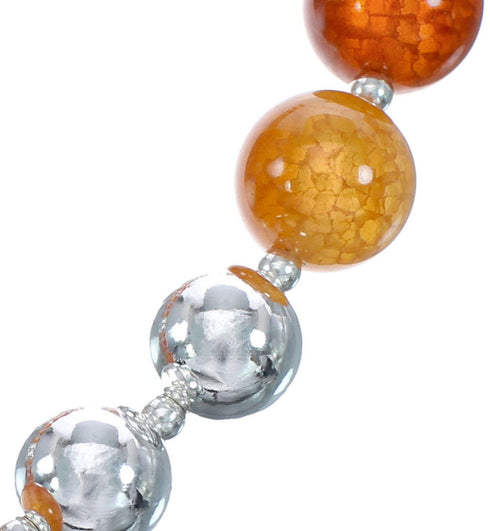 Southwest Fire Agate Authentic Sterling Silver Accent Bead Necklace JX121472