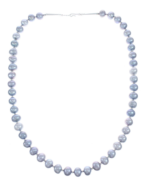 Sterling Silver and Gray Fresh Water Pearl Bead Necklace JX121483