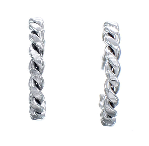 Navajo Twisted Sterling Silver Post Hoop Earrings KX121339