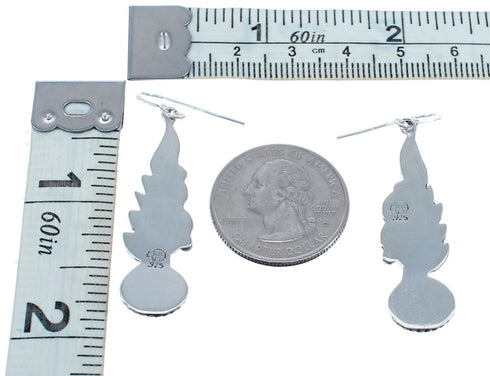 Sterling Silver Turquoise Feather Navajo Hook Dangle Earrings KX121343