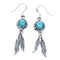 Turquoise Sterling Silver Feather Navajo Hook Dangle Earrings KX121342