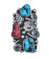 Sterling Silver Navajo Turquoise and Coral Multistone Ring Size 8 KX121338