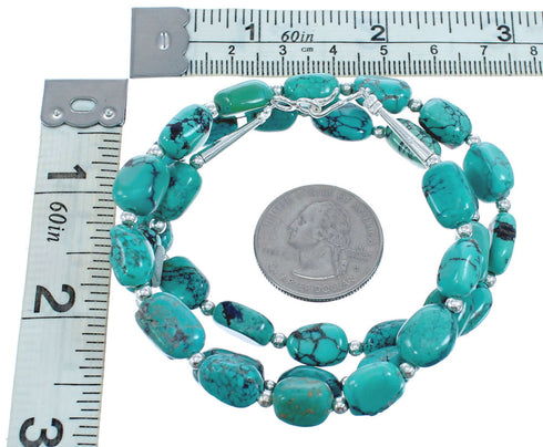 Turquoise Genuine Sterling Silver Freeform Bead Necklace KX121332