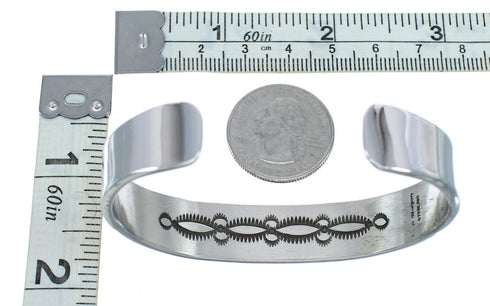 Native Amerian Genuine Sterling Silver Navajo Cuff Bracelet KX121351