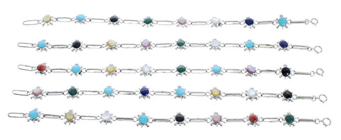 Native American Turtle Multicolor Navajo Link Bracelet AX121356