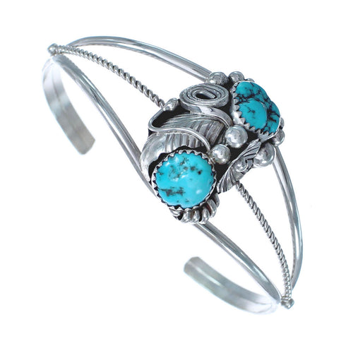 Sterling Silver Turquoise Stone American Indian Cuff Bracelet AX121358