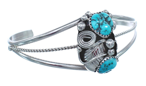 Sterling Silver Turquoise Stone American Indian Cuff Bracelet AX121358