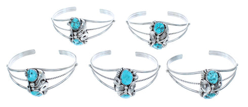 Sterling Silver Turquoise Stone American Indian Cuff Bracelet AX121358