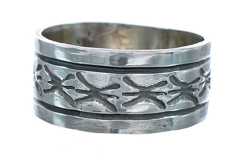 Navajo Authentic Sterling Silver Band Ring Size 8-3/4 AX121410