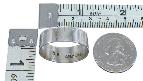 Navajo Authentic Sterling Silver Band Ring Size 8-3/4 AX121410
