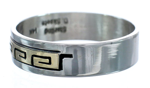 14 Karat Gold Sterling Silver Native American Ring Size 8-3/4 AX121381