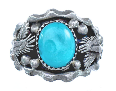 Eagle Silver Turquoise Ring Southwestern Jewelry Size 13-3/4 AX121429