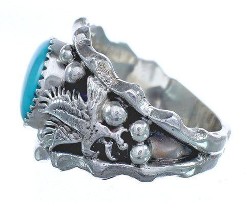 Eagle Silver Turquoise Ring Southwestern Jewelry Size 13-3/4 AX121429