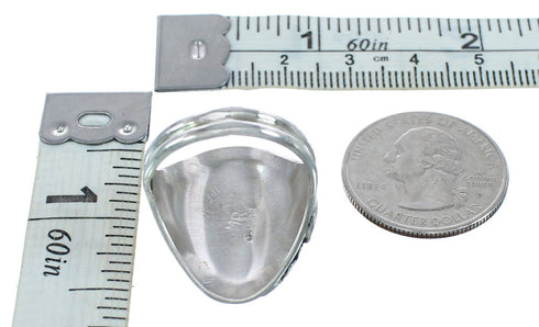 Authentic Sterling Silver Navajo Turquoise Coral Leaf Design Ring Size 11-1/4 AX121443