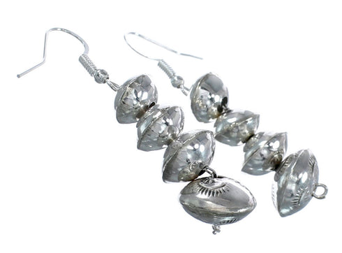 Navajo Genuine Sterling Silver Hook Dangle Earrings AX121575