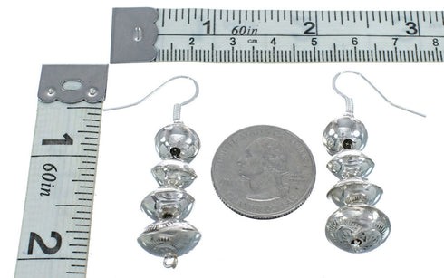 Navajo Genuine Sterling Silver Hook Dangle Earrings AX121575