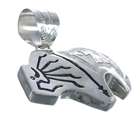 Bear And Arrow Navajo Authentic Sterling Silver Pendant AX121501
