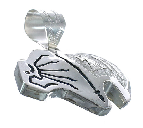 Bear And Arrow Navajo Authentic Sterling Silver Pendant AX121502