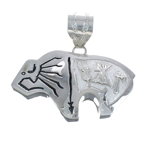 Bear And Arrow Navajo Authentic Sterling Silver Pendant AX121505