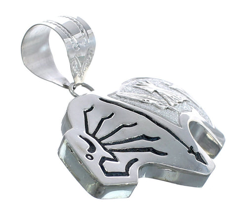Bear And Arrow Navajo Authentic Sterling Silver Pendant AX121505
