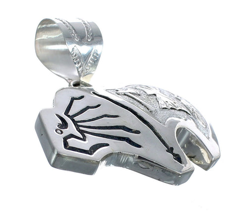 Bear And Arrow Navajo Authentic Sterling Silver Pendant AX121506