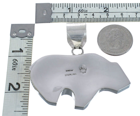 Bear And Arrow Navajo Authentic Sterling Silver Pendant AX121506