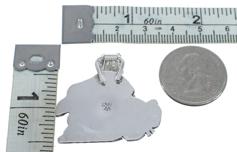Navajo Genuine Sterling Silver Turquoise Wolf Pendant AX121469