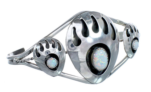 Navajo Opal Sterling Silver Bear Paw Cuff Bracelet AX121700