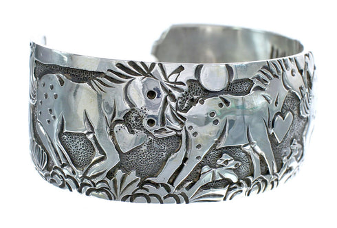 Genuine Sterling Silver Horse Navajo Cuff Bracelet JX121785