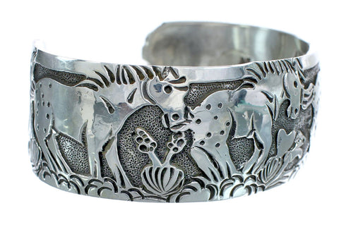 Genuine Sterling Silver Horse Navajo Cuff Bracelet JX121784
