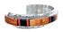 Native American Sterling Silver Oyster Shell Onyx and Red Opal Inlay Cuff Bracelet JX121787