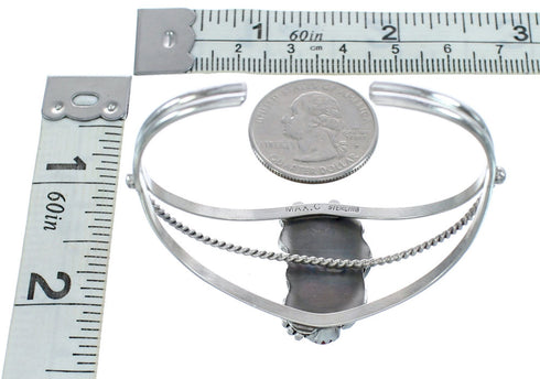 Silver Sterling Turquoise And Coral Native American Cuff Bracelet JX121745