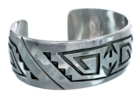 Native American Genuine Sterling Silver Overlay Cuff Bracelet AX121834