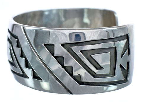 Native American Genuine Sterling Silver Overlay Cuff Bracelet AX121834