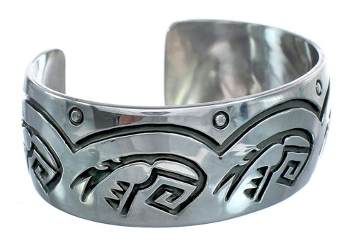 Native American Genuine Sterling Silver Overlay Cuff Bracelet AX121835