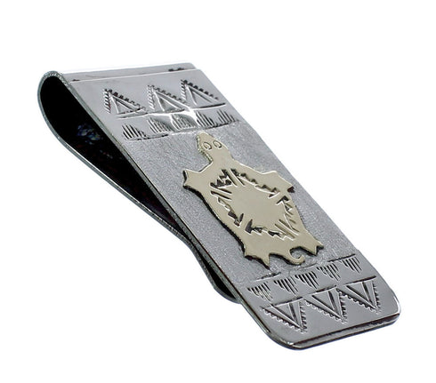 Native American Navajo Genuine Sterling Silver And 12KGF Turtle Money Clip JX121919