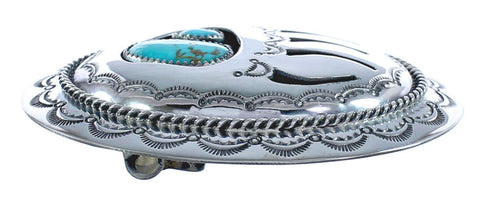 Native American Genuine Sterling Silver Turquoise Bear Paw Belt Buckle JX121936