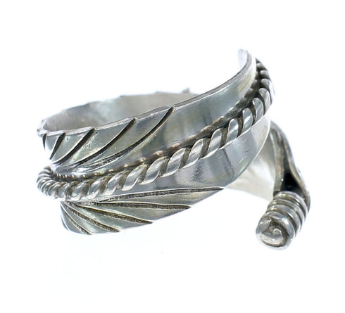 American Indian Authentic Sterling Silver Feather Ring Size 8 AX122034